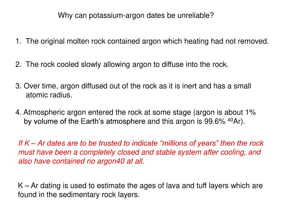 Why is potassium argon dating unreliable